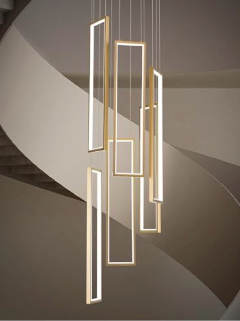 Modern Gold Rectangular LED Chandelier - Warm White Light